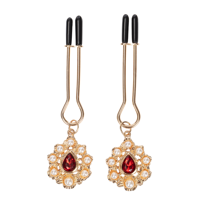 Rimba - Tepelklemmen met Strass Hanger - Goud-Erotiekvoordeel.nl