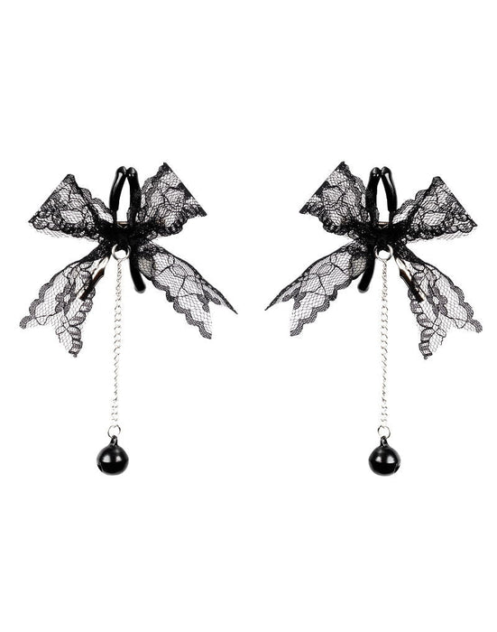 Rimba - Tepelklemmen met Kanten Strik en Belletje - Zwart-Erotiekvoordeel.nl