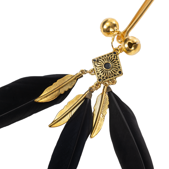 Rimba - Tepelklemmen met Veren - Zwart/Goud-Erotiekvoordeel.nl