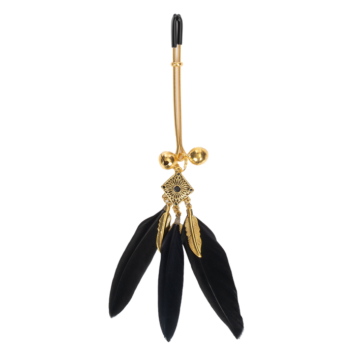 Rimba - Tepelklemmen met Veren - Zwart/Goud-Erotiekvoordeel.nl