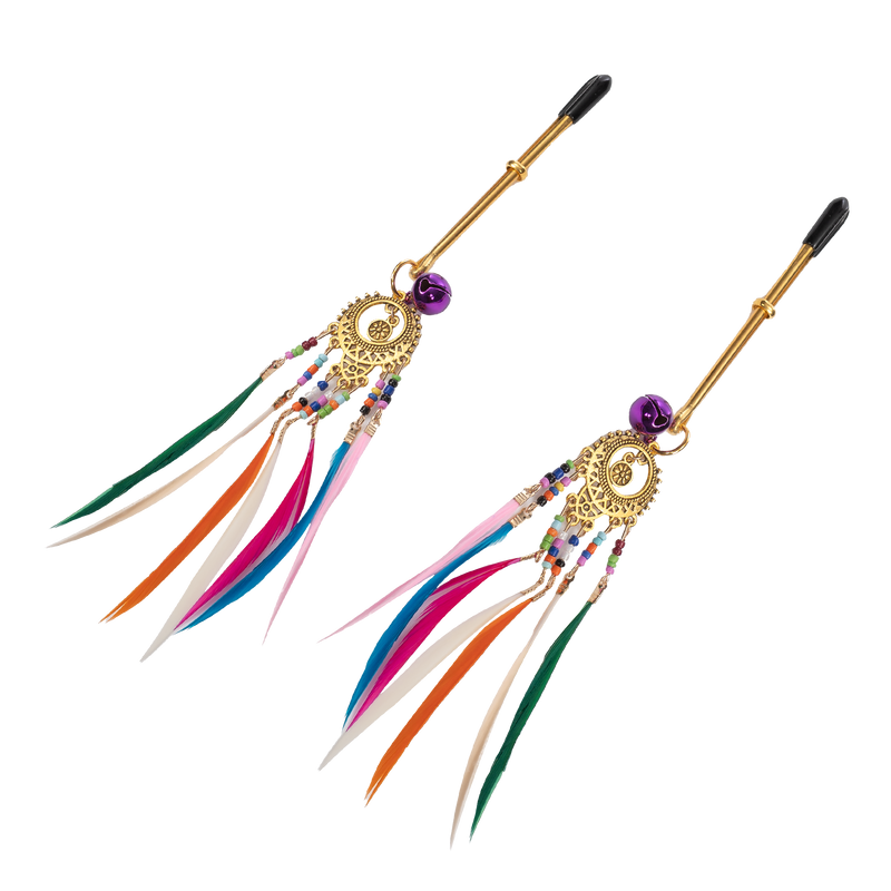 Rimba - Tepelklemmen met Kraaltjes en Veren - Multicolour-laced-up.nl