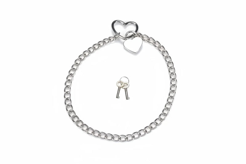 Liebe Seele - Ketting Collar met Hartvormig Hangslot - Zilver-Erotiekvoordeel.nl