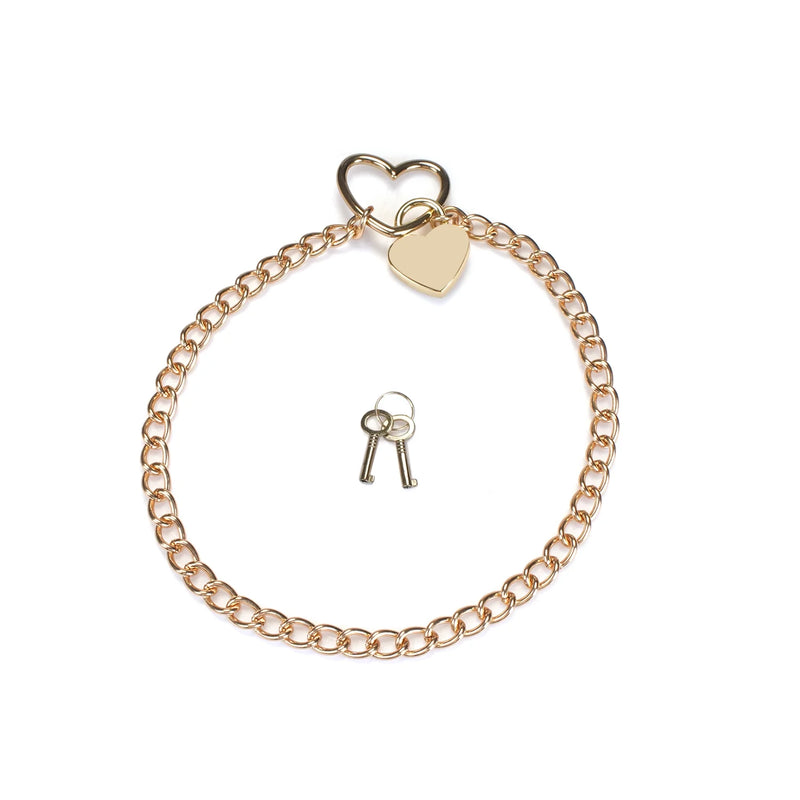 Liebe Seele - Ketting Collar met Hartvormig Hangslot - Goud-Erotiekvoordeel.nl