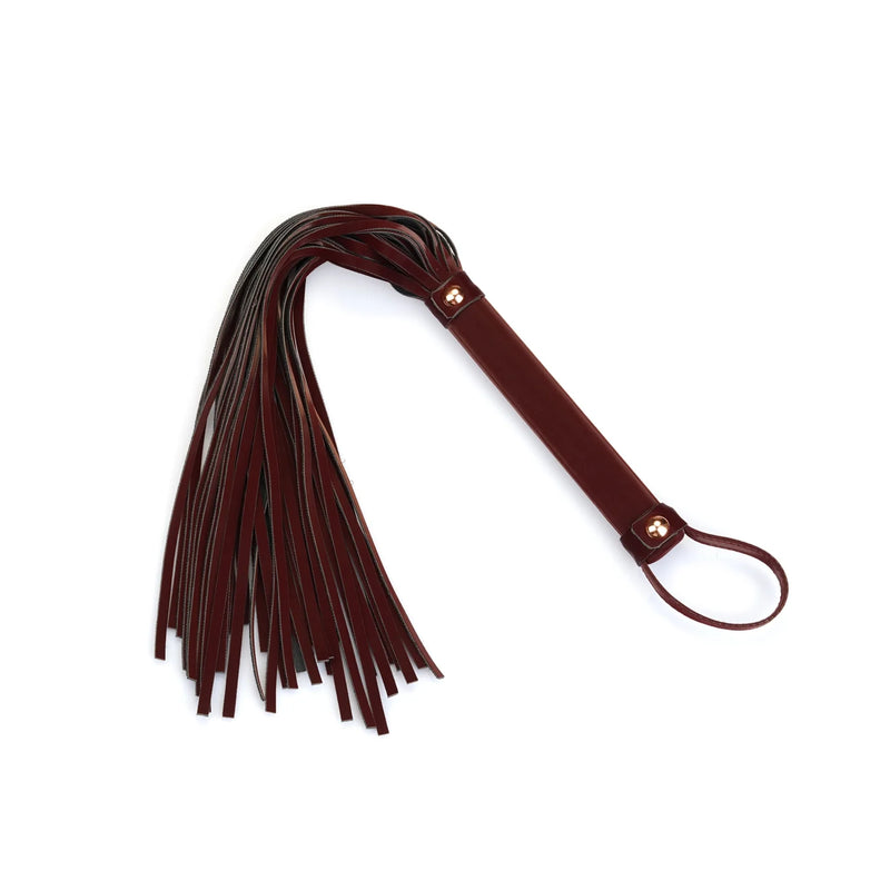Liebe Seele - Metallic Shade Red - Vegan PU Lederen Flogger - Rood/Rosé Goud-Erotiekvoordeel.nl