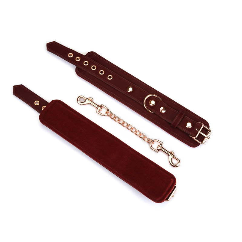 Liebe Seele - Metallic Shade Red - Vegan PU Lederen Polsboeien - Rood/Rosé Goud-Erotiekvoordeel.nl