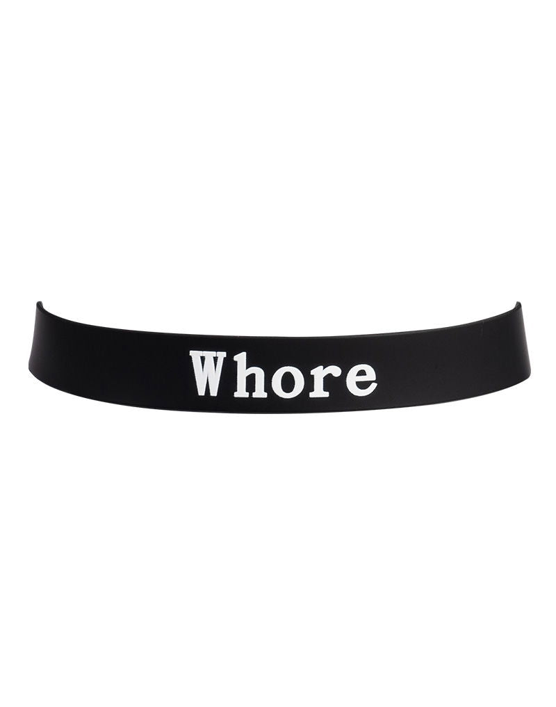 Rimba - Halsband - Collar Met Tekst - WHORE - Siliconen - Zwart-laced-up.nl
