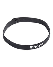 Rimba - Halsband - Collar Met Tekst - WHORE - Siliconen - Zwart-laced-up.nl
