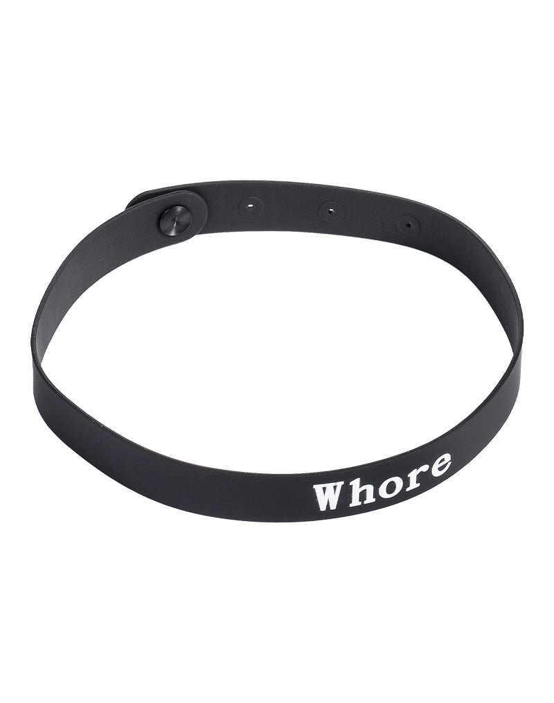 Rimba - Halsband - Collar Met Tekst - WHORE - Siliconen - Zwart-laced-up.nl