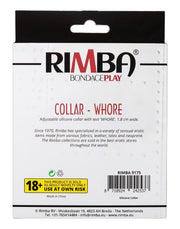 Rimba - Halsband - Collar Met Tekst - WHORE - Siliconen - Zwart-laced-up.nl