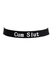 Rimba - Halsband - Collar Met Tekst - CUM SLUT - Siliconen - Zwart-laced-up.nl