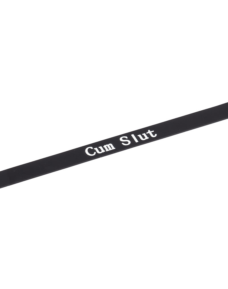 Rimba - Halsband - Collar Met Tekst - CUM SLUT - Siliconen - Zwart-laced-up.nl