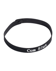Rimba - Halsband - Collar Met Tekst - CUM SLUT - Siliconen - Zwart-laced-up.nl