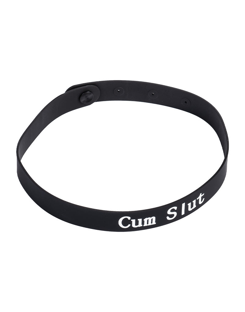 Rimba - Halsband - Collar Met Tekst - CUM SLUT - Siliconen - Zwart-laced-up.nl