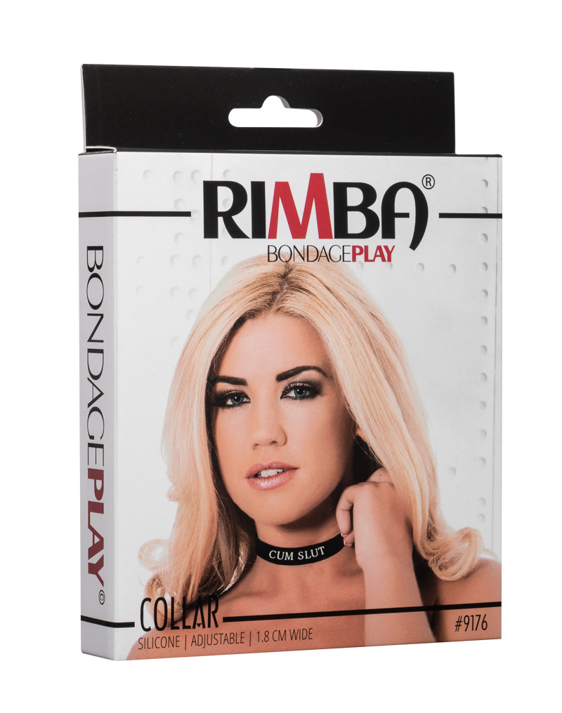Rimba - Halsband - Collar Met Tekst - CUM SLUT - Siliconen - Zwart-laced-up.nl