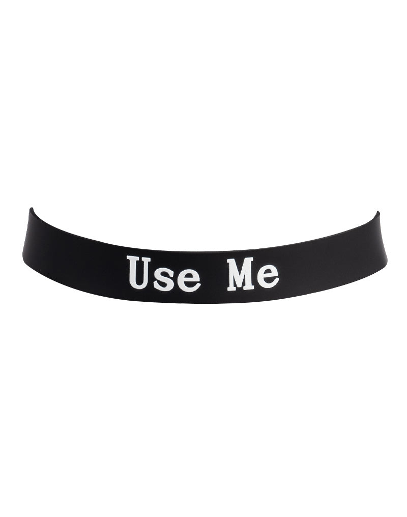 Rimba - Halsband - Collar Met Tekst - USE ME - Siliconen - Zwart-laced-up.nl