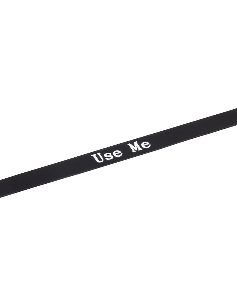 Rimba - Halsband - Collar Met Tekst - USE ME - Siliconen - Zwart-laced-up.nl