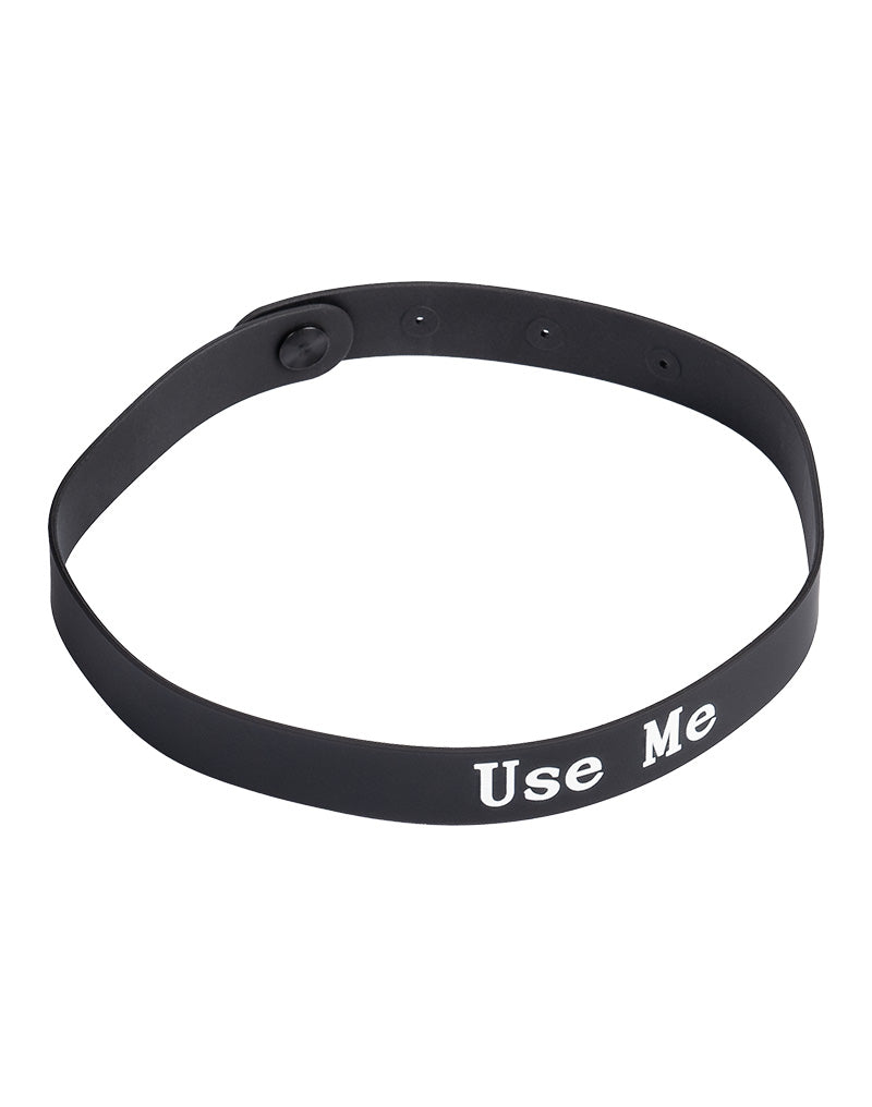 Rimba - Halsband - Collar Met Tekst - USE ME - Siliconen - Zwart-laced-up.nl
