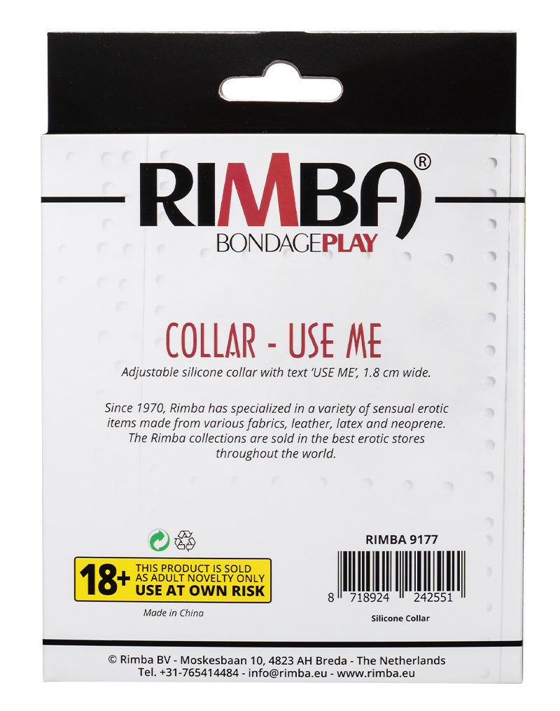 Rimba - Halsband - Collar Met Tekst - USE ME - Siliconen - Zwart-laced-up.nl