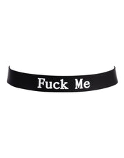 Rimba - Halsband - Collar Met Tekst - FUCK ME - Siliconen - Zwart-laced-up.nl