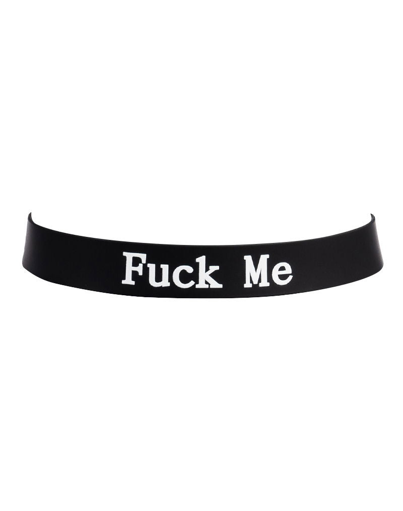 Rimba - Halsband - Collar Met Tekst - FUCK ME - Siliconen - Zwart-laced-up.nl