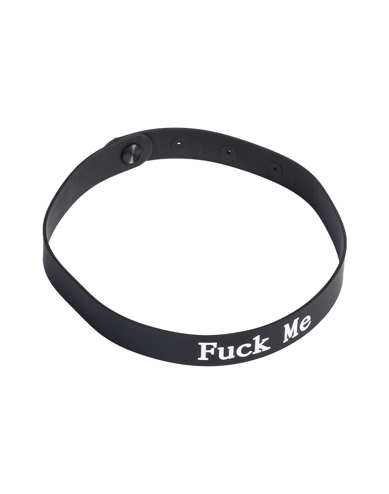 Rimba - Halsband - Collar Met Tekst - FUCK ME - Siliconen - Zwart-laced-up.nl
