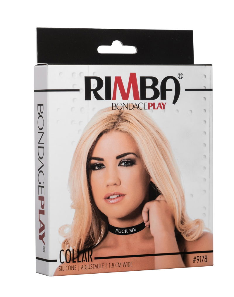 Rimba - Halsband - Collar Met Tekst - FUCK ME - Siliconen - Zwart-laced-up.nl