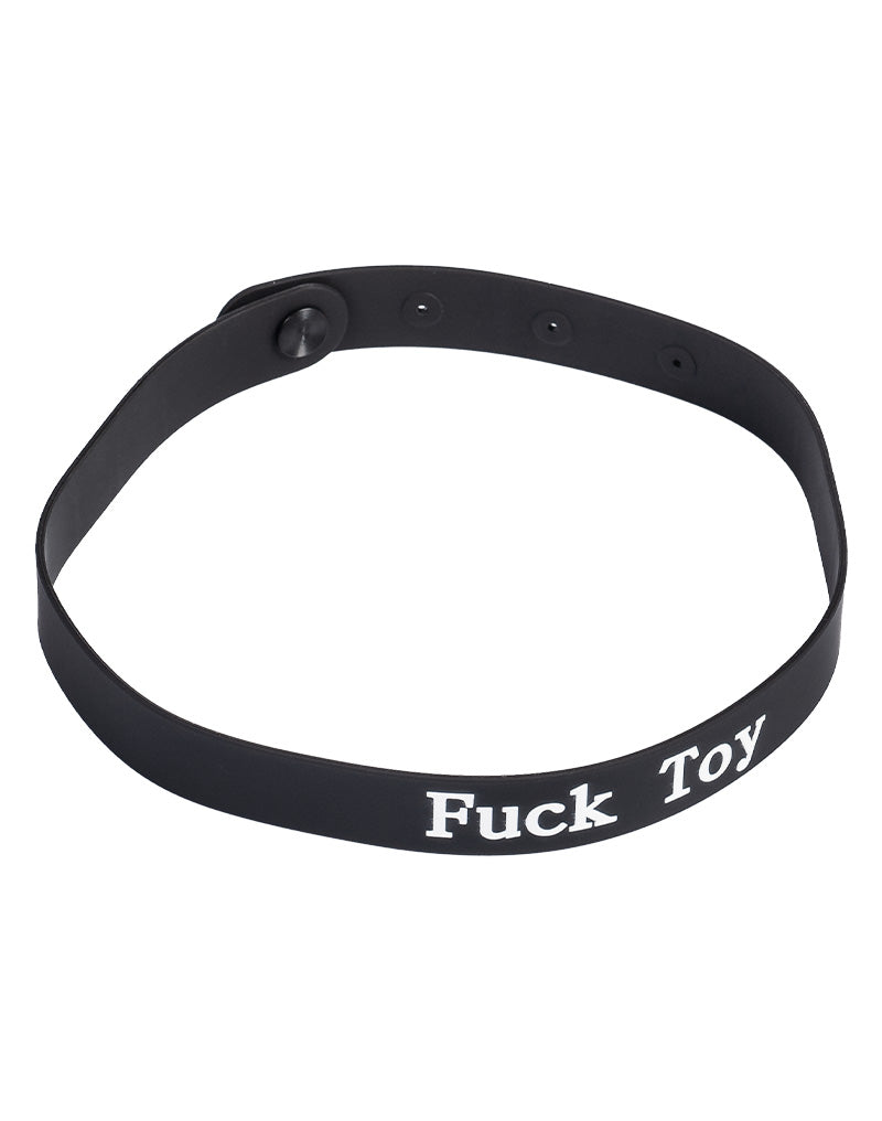 Rimba - Halsband - Collar Met Tekst - FUCK TOY - Siliconen - Zwart-laced-up.nl