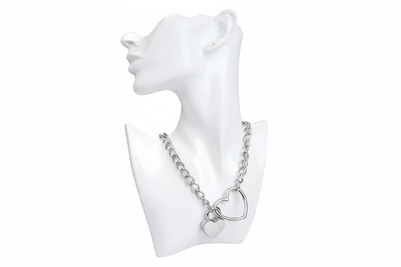 Liebe Seele - Ketting Collar met Hartvormig Hangslot - Zilver-Erotiekvoordeel.nl