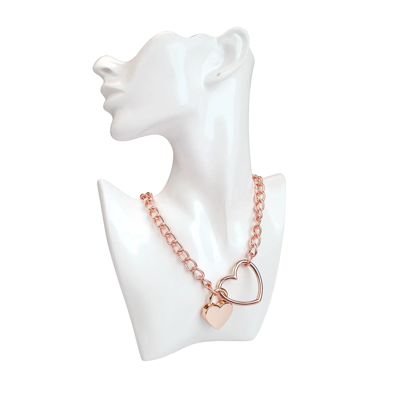 Liebe Seele - Ketting Collar met Hartvormig Hangslot - Goud-Erotiekvoordeel.nl