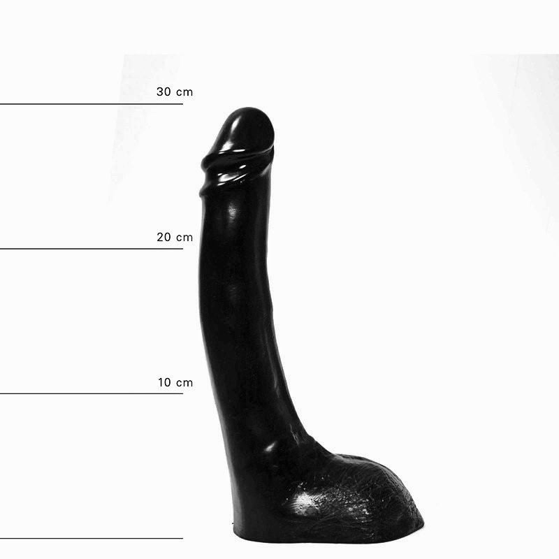 All Black - Dildo - Realistische Eikel en Balzak - Lengte 29 cm - Diameter 5 cm-Laced-up.nl