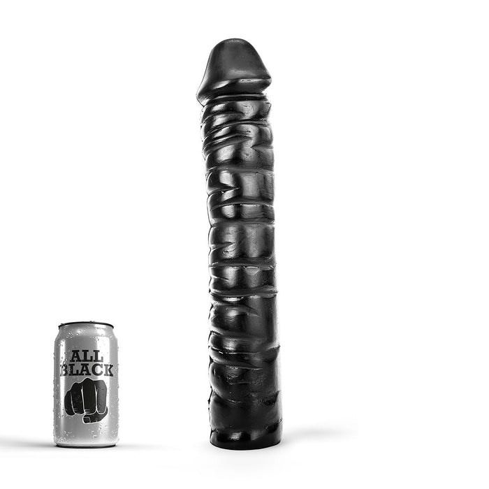 All Black - Geribbelde Dildo - 38 x 8.5 cm - Zwart-Erotiekvoordeel.nl