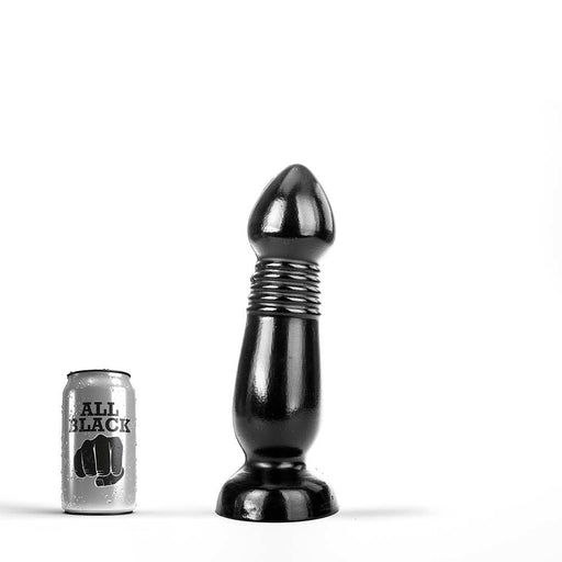 All Black - Grote Anaal Dildo met Ribbels - 27.5 x 7.7 cm - Zwart-Erotiekvoordeel.nl