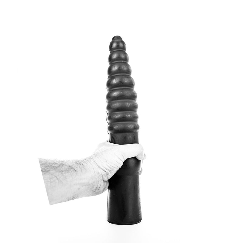 All Black - Grote Geribbelde Dildo - 34 x 6 cm - Zwart-Laced-up.nl