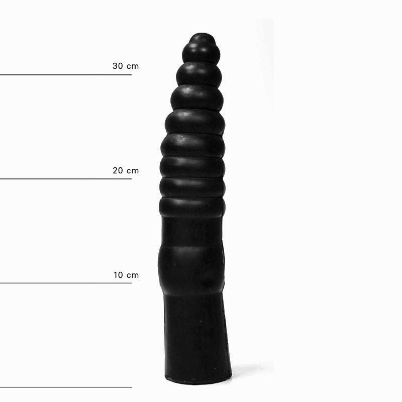 All Black - Grote Geribbelde Dildo - 34 x 6 cm - Zwart-Erotiekvoordeel.nl