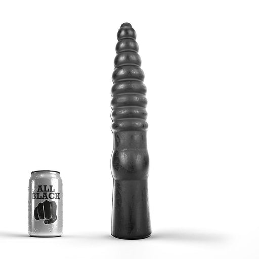 All Black - Grote Geribbelde Dildo - 34 x 6 cm - Zwart-Laced-up.nl