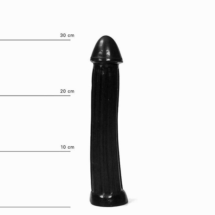 All Black - XXL Dildo Met Ribbels - 30 x 5 cm - Zwart-Erotiekvoordeel.nl