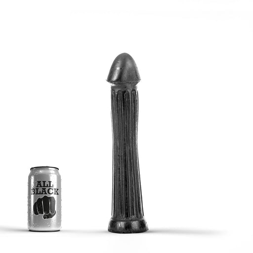All Black - Grote dildo Met diepe Groeven - 30 x 5 cm - Zwart-Erotiekvoordeel.nl