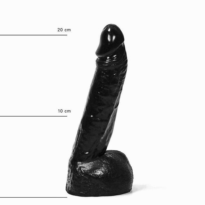 All Black - Dildo Met Scrotum - 22 x 4,5 cm - Zwart-Erotiekvoordeel.nl