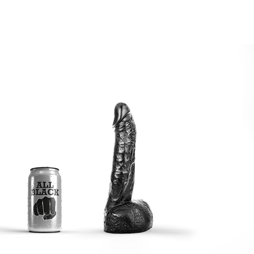 All Black - Dildo Met Scrotum - 22 x 4,5 cm - Zwart-Erotiekvoordeel.nl