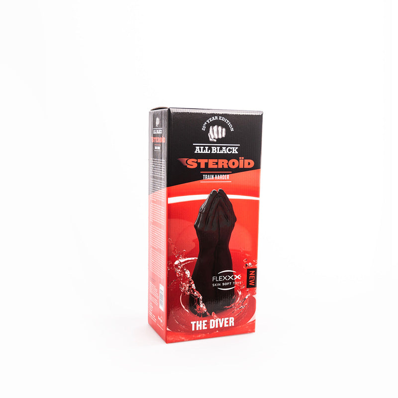 All Black Steroïd - The Diver - Dildo - 34,5 x 11,5 cm - Zwart-Erotiekvoordeel.nl