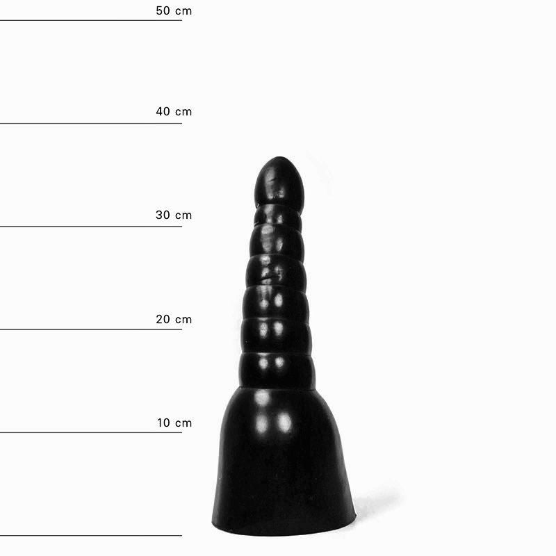 All Black - XXL Dildo - Geribbelde textuur - 34 x 9.7 cm - Zwart-Laced-up.nl