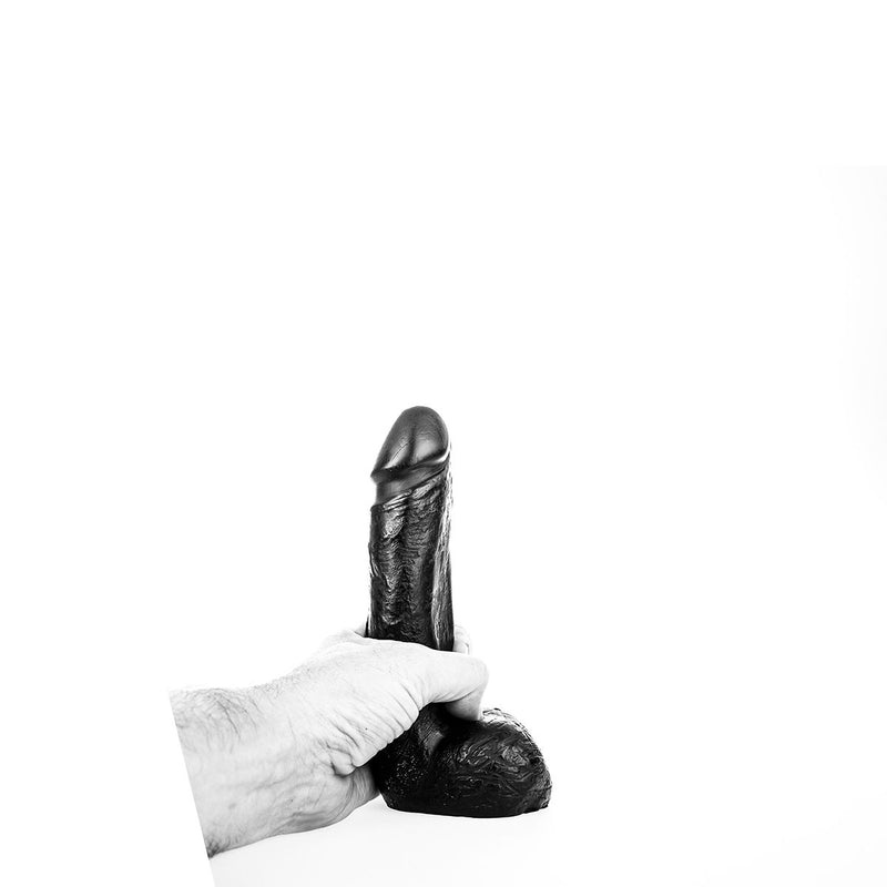 All Black - Dildo Met Balzak - 20 x 4,5 cm - Zwart-Erotiekvoordeel.nl