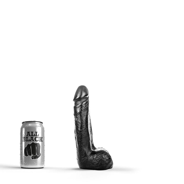 All Black - Dildo Met Balzak - 20 x 4,5 cm - Zwart-Erotiekvoordeel.nl