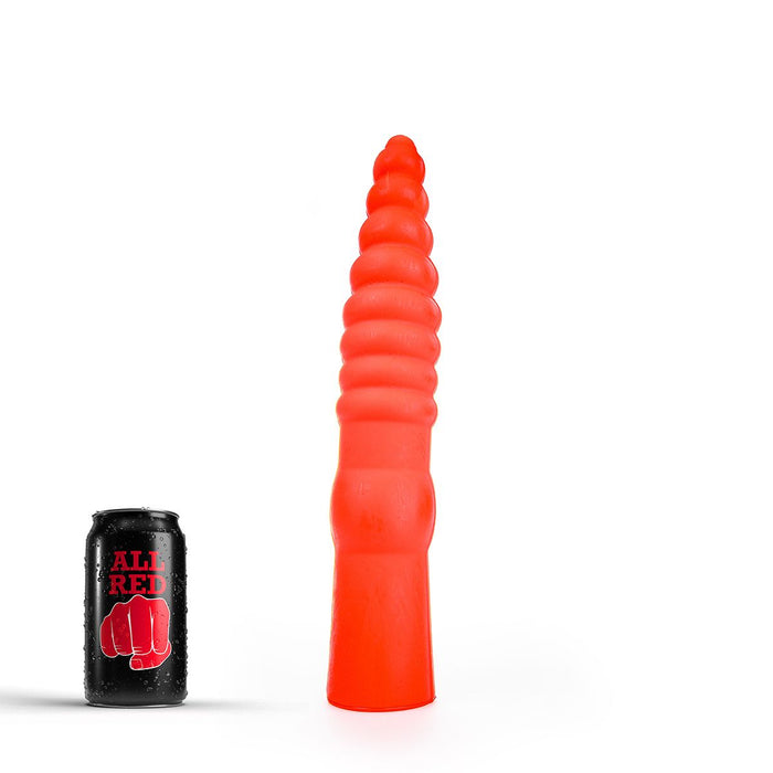 All Red – Geribbelde Anale Dildo – 33 cm – Rood-Erotiekvoordeel.nl