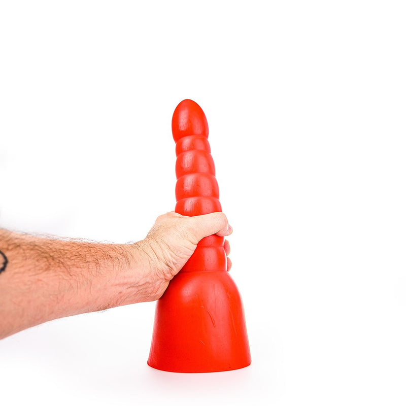 All Red - Geribbelde Anaal Dildo - 34 x 11 cm - Rood-Laced-up.nl