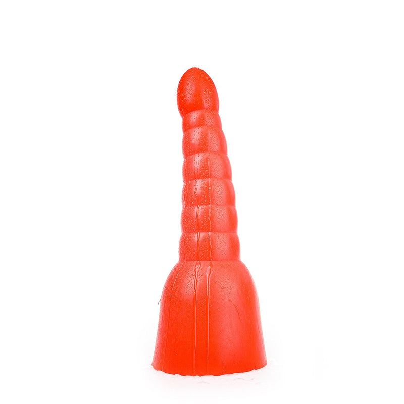 All Red - Geribbelde Anaal Dildo - 34 x 11 cm - Rood-Laced-up.nl