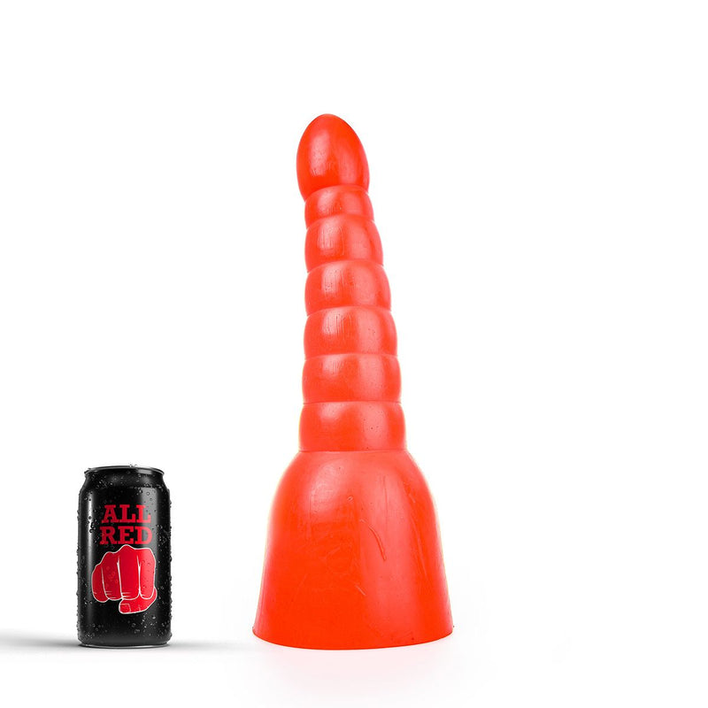 All Red - Geribbelde Anaal Dildo - 34 x 11 cm - Rood-Laced-up.nl