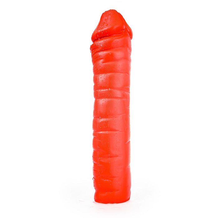 All Red - Geribbelde Dildo - 38 x 8,5 cm - Rood-Erotiekvoordeel.nl