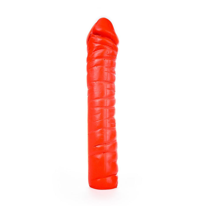 All Red - Geribbelde Dildo - 38 x 8,5 cm - Rood-Erotiekvoordeel.nl