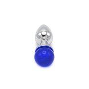 Kiotos - Aluminium Buttplug Met Glinsterende Ronde Siersteen - Blauw-Laced-up.nl